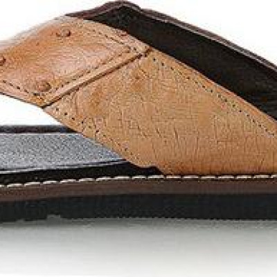 Dép nam da đà điểu Huy Hoàng màu vàng bò HT7415