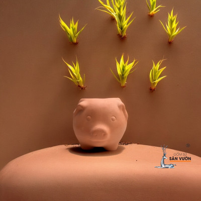 Chậu Gốm Heo Con Mini - Chậu Trồng Sen Đá Dễ Thương