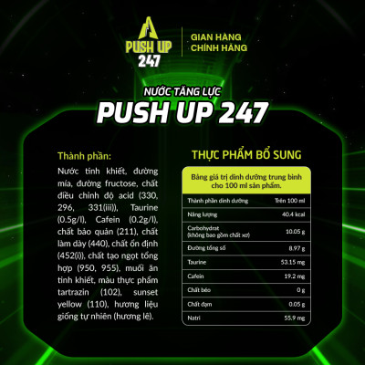 [Lốc 06 chai 250ml] Nước tăng lực Push Up 247 vị lê - Thức tỉnh bản lĩnh-Bứt phá thành công