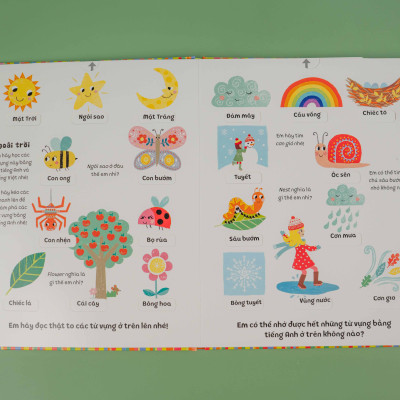 Sách tương tác - Kéo đẩy tìm kiếm - 100 từ vựng song ngữ Việt-Anh cho bé - Đinh Tị Books