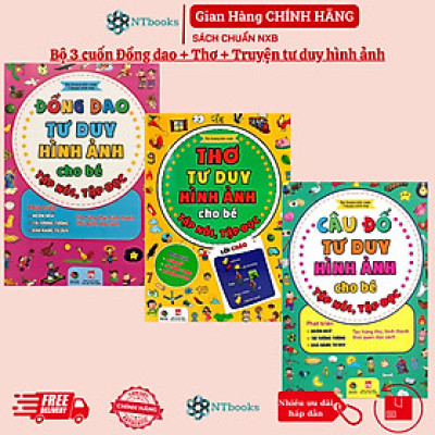 Sách - Combo Câu đố tư duy + Thơ tư duy +Đồng dao tư duy hình ảnh cho bé tập nói tập đọc