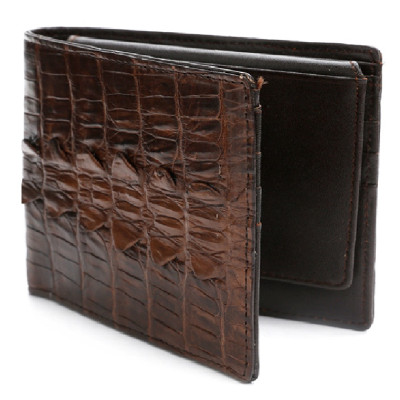 HJ2242 - Bóp nam Huy Hoàng da cá sấu gai đuôi màu nâu đất