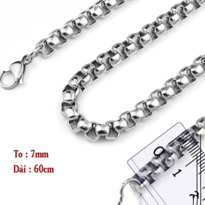 Dây chuyền nam titan cao cấp đẹp sang trọng inox thép không gỉ kiểu bông dừa trangsucpt PTDCNA51