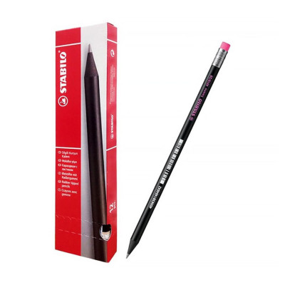 Hộp 12 cây bút chì gỗ STABILO Swano 2B thân đen (PC4918/12-2B) - Xanh lá