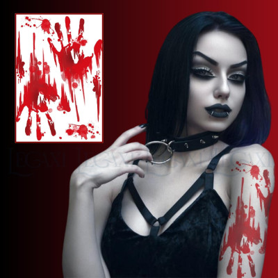 Xăm dán kinh dị trang trí nhà cửa Halloween bàn tay máu vệt máu dấu chân máu Legaxi