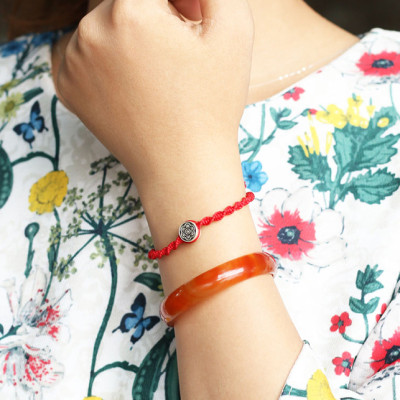 Vòng Kết Xanh Charm Hoa Bạc 925 Ngọc Quý Gemstones GA8