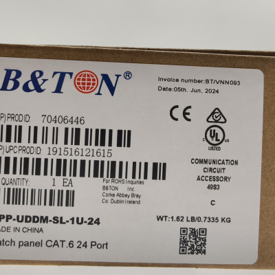 Patch Panel CAT6 UTP 24 cổng - BTON- model 70406446- hàng chính hãng