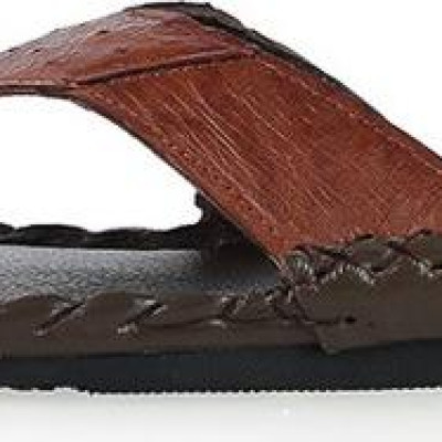 Dép nam da đà điểu Huy Hoàng màu nâu đỏ HT7420