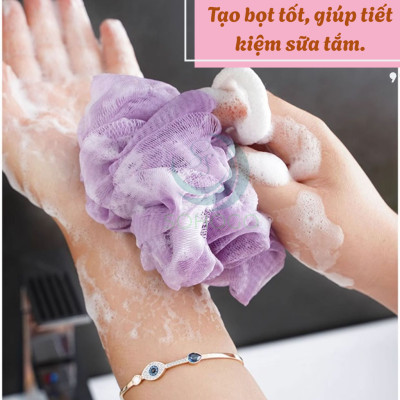 Bộ Tắm Chăm Sóc Da 3 Trong 1 – Cọ Lưng + Găng Tay + Bông Tắm