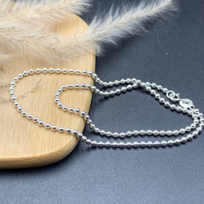 Dây Chuyền  Vòng Cổ Bạc Ta Nguyên Chất S99  Bi Trơn Bền Đẹp Không Xi Mạ Bạc Hiểu Minh DTE060