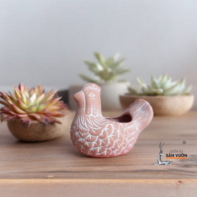 Chậu Gốm Đất Nung Hình Con Gà Nhỏ - Voi Con Sơn WAX