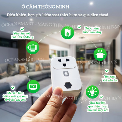 Ổ Cắm Thông Minh HUNONIC, Ổ Cắm Wifi Điều Khiển Từ Xa Qua Điện Thoại - SK01