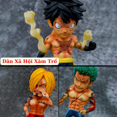 Mô Hình Luffy - Zoro - Sanji Dân Xã Hội Xăm Trổ Hổ Báo 16-17cm Mô hình One Piece Cao Cấp, Figure Mô Hình Anmie One Piece