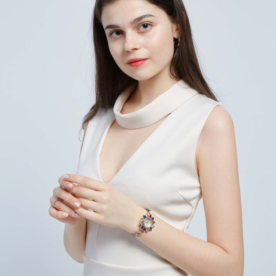 Đồng Hồ Nữ Julius Star JS-021 Mặt Hoa Đính Đá Swarovski Đường Kính 37mm | EBMart