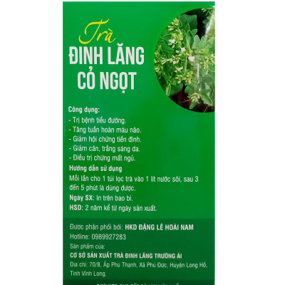 Trà Đinh lăng Cỏ ngọt Trường Ái (50 túi lọc) - Giúp ăn ngon, ngủ ngon, kéo dài tuổi thọ