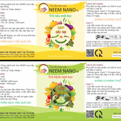 VƯỜN SINH THÁI - Combo Thuốc Trừ Sâu Sinh Học và Trị Nấm Bệnh hại cây trồng NEEM NANO - Khỏi lo sâu, nhện đỏ, rệp sáp, bọ trĩ, rỉ sắt, thán thư, phấn trắng, đốm đen - 100% từ Thiên Nhiên - Không cần cách ly