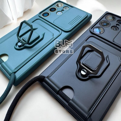 Ốp Lưng Cho Samsung Galaxy S25 Ultra / S24 Ultra / S23 Ultra / S22 Ultra  4 In 1 Có Ngăn Để Thẻ , Kèm Dây Đeo Dài