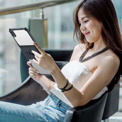 [iPad Pro M4] Ốp lưng dành cho iPad Pro 11 inch M4 2024, iPad Pro 13 inch M4 2024 hiệu XUNDD trong viền màu, có giá đỡ,chống ố chống sốc cao cấp - Hàng chính hãng 