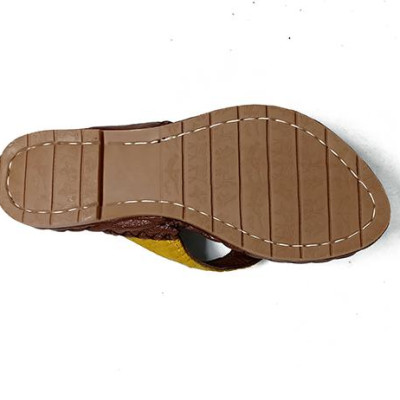 Dép nữ Huy Hoàng da cá sấu màu vàng nghệ HT7242