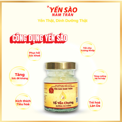 [Set 6 lọ Không hộp] Yến chưng Đường Ăn Kiêng 7 gram Tổ Yến Tươi - Yến Sào Nam Trân, phù hợp với người kiêng đường. Lọ 70 ml