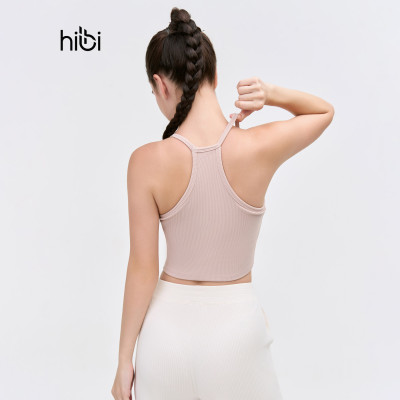 Áo croptop tập Yoga Gym Hibi Sports CR835, kiểu ba lỗ 2 dây vải thun gân, kèm mút ngực
