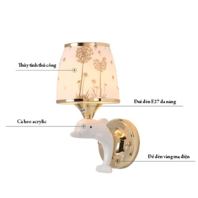 Đèn tường TUREN hình cá heo độc đáo trang trí nội thất hiện đại, sang trọng .