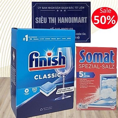 Viên rửa bát Finish 110 viên+ tặng muối rửa bát Somat 1.2kg 