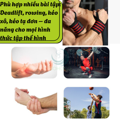 Bộ 2 Dây Quấn Cổ Tay Tập Gym Chống Trượt- Dây Hỗ Trợ Cổ Tay Khi Tập Tạ – Tập Lưng 2 Dây- Set 2 Đai Quấn Cổ Tay Chống Mỏi Khi Tập Thể Hình- Dây Quấn Tay Gym Tăng Lực Kéo – Bảo Vệ Cổ Tay 2 Cái– Co Giãn, Chống Trượt