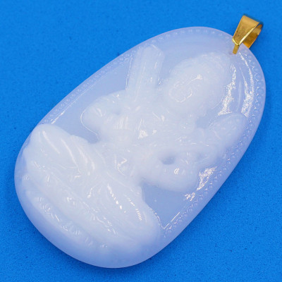 Mặt dây chuyền Hư Không Tạng Bồ Tát thạch anh trắng 5cm - phật bản mệnh tuổi Sửu, Dần - Mặt size lớn