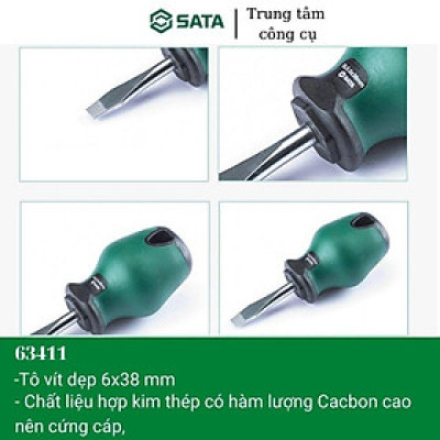 Tuốc nơ vít dẹp, tô vít 6x38mm sata 63411- Hàng chính hãng