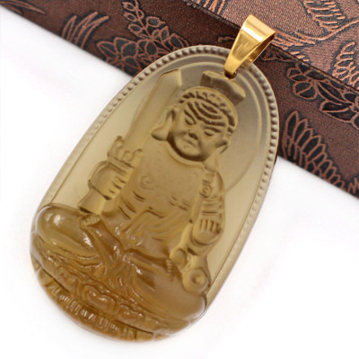 Mặt Dây Chuyền Phật Bất Động Minh Vương đá Obsidian( thạch anh khói )  size nhỏ 3.6cm MPOB1 - phật bản mệnh tuổi Dậu