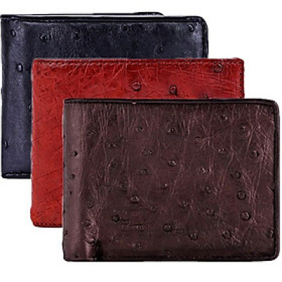 Ví nam Huy Hoàng da đà điểu da bụng màu đen, nâu đất, nâu đỏ, vàng bò HC2405-06-07-19