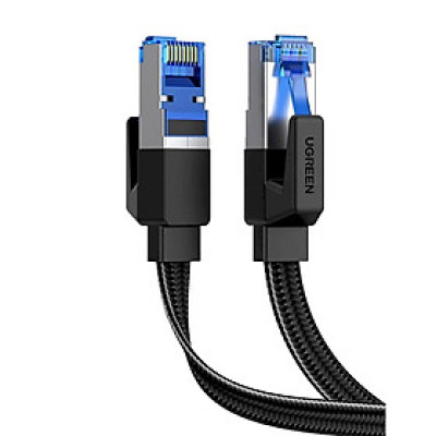 Cáp mạng Cat8 Ugreen 40175 dài 10m 40Gbps 2000mhz dây dẹt Nylon Braided Màu Đen Hàng chính hãng