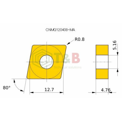 Mảnh dao tiện ngoài phủ CVD Hãng Kyocera Model CNMG120408 CA515
