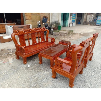 Bộ bàn ghế quốc đào gỗ xoan ta 6 món tay 10