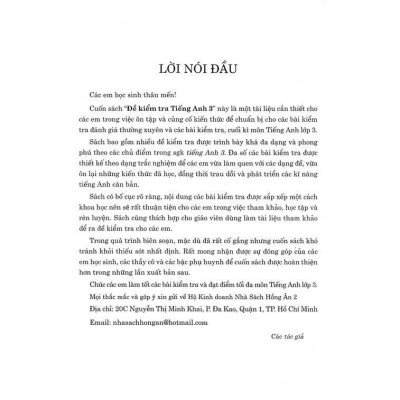 Sách - Đề Kiểm Tra Tiếng Anh Lớp 3 - Có Đáp Án - Biên Soạn Theo Chương Trình GDPT Mới - Hồng Ân