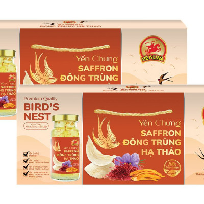 Hộp yến chưng Saffron Đông trùng hạ thảo Healwa (1 hộp 6 lọ x150ml ) Tăng cường hệ miễn dịch Ngăn ngừa lão hóa da