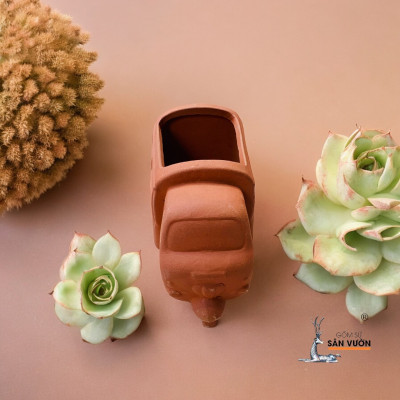 Chậu Gốm Đất Nung Mini Hình CHiếc Xe Lam