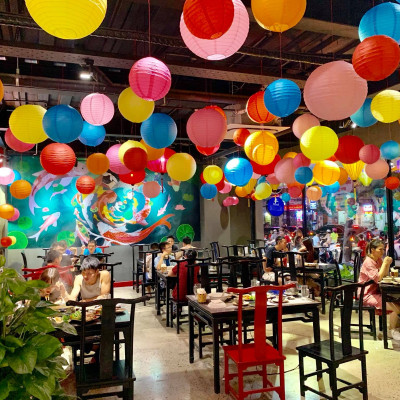 Đèn lồng giấy lụa trang trí ngoài trời decor quán cafe , trà chanh, quán ăn lễ hội - đủ màu đủ size lựa chọn