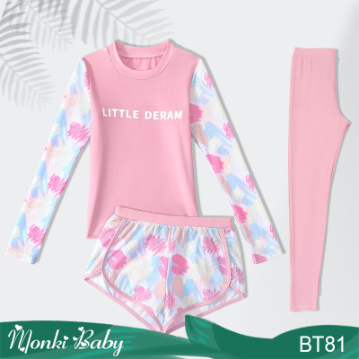 Bộ bơi bé gái chống nắng, đồ tắm 3 chi tiết tay dài quần dài xinh xắn trẻ trung cá tính, áo có đệm ngực, chất thun bơi lạnh Lycra dày đẹp | BT81