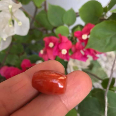 HẠT LU ĐÁ CẨM THẠCH TỰ NHIÊN ĐỎ CAM BÓNG ĐẸP LÀM MẶT DÂY CHUYỀN và PHỐI VÒNG TAY NỮ MỆNH HỎA THỔ Size HẠT LU Dài 16mm x dầy 12mm
