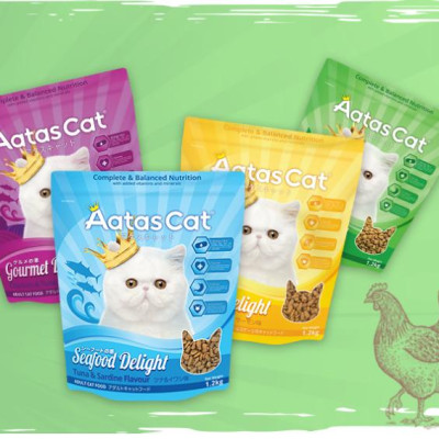 Aatas Cat | Thức Ăn Hạt cho MÈO Vị Gà & Cá Ngừ 1,2Kg | Gourmet Delight (Tím)