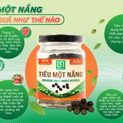 Tiêu một nắng Organic Bầu Mây 35g - Cay cấp độ 4 với độ cay đậm đà, tươi dẻo, cay mềm món khai vị đậm đà tự nhiên, giúp kích thích vị giác, giúp ăn ngon miệng hơn, cải thiện chức năng của hệ tiêu hoá