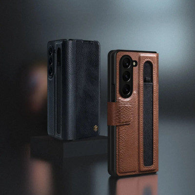 Case bao da chống sốc cho Samsung Galaxy Z Fold 5 trang bị ngăn đựng S-Pen hiệu Nillkin Aoge Leather Cover Case (bảo vệ máy cực tốt, chất liệu da PU cao cấp, thiết kế thời trang cá tính) - hàng nhập khẩu