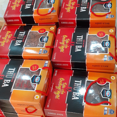 [Free 1 gói bò khô 35gr trị giá 32K]. Dry beef spicy special food from Central Vietnam. Ăn vặt Khô bò miếng cay, mềm chính hãng Thu Ba cao cấp hũ 500gr