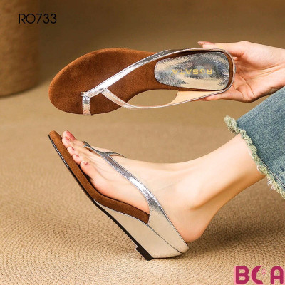 [TRẺ TRUNG + SANG TRỌNG]  Dép Xỏ Ngón Thời Trang Nữ 5p RO733 ROSATA Thiết Kế Đế Xuồng, Quai Cách Điệu Vừa Độc Vừa Đẹp