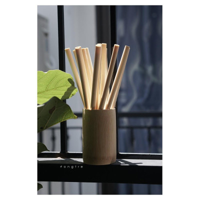 Bộ 10 ống hút tre ONGTRE / Dài 25cm, đường kính 6-8mm, dùng nhiều lần