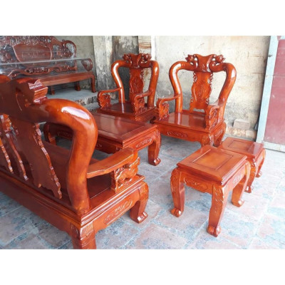 Bộ bàn ghế quốc đào gỗ xoan ta 6 món tay 10