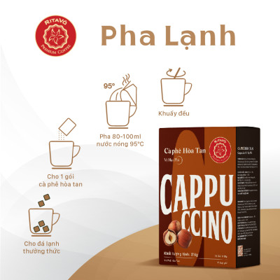 Cà phê hoà tan Rita Võ Cafe Cappuccino hazenut [Hộp 216g x 12 gói]
