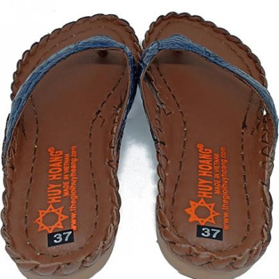 Dép nữ Huy Hoàng da cá sấu màu xanh đậm HT7241